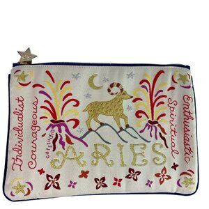 Aries Astrology Zip Pouch by Catstudio Embroidered 5.5"x 8"